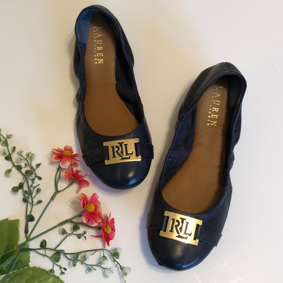 Ralph Lauren Navy Blue Flats Betty 